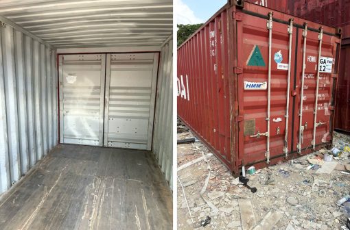 Container kho 20ft phía trong và phía ngoài.
