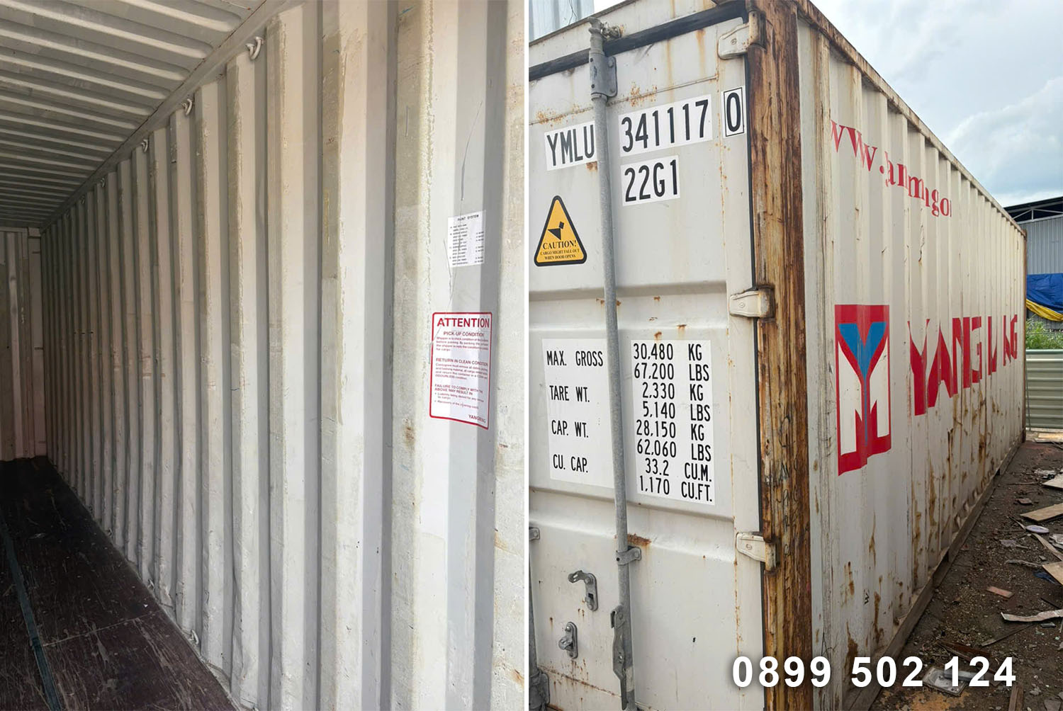 Nội ngoại thất container khô 20ft nguyên bản