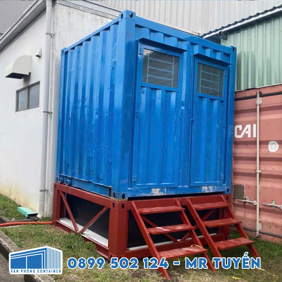 Container Toilet 2 Buồng 10ft Cho Thuê Giá Rẻ, Có Bể Phốt 9 Container Toilet 10ft Có Bệ Đỡ - Có Cầu Thang