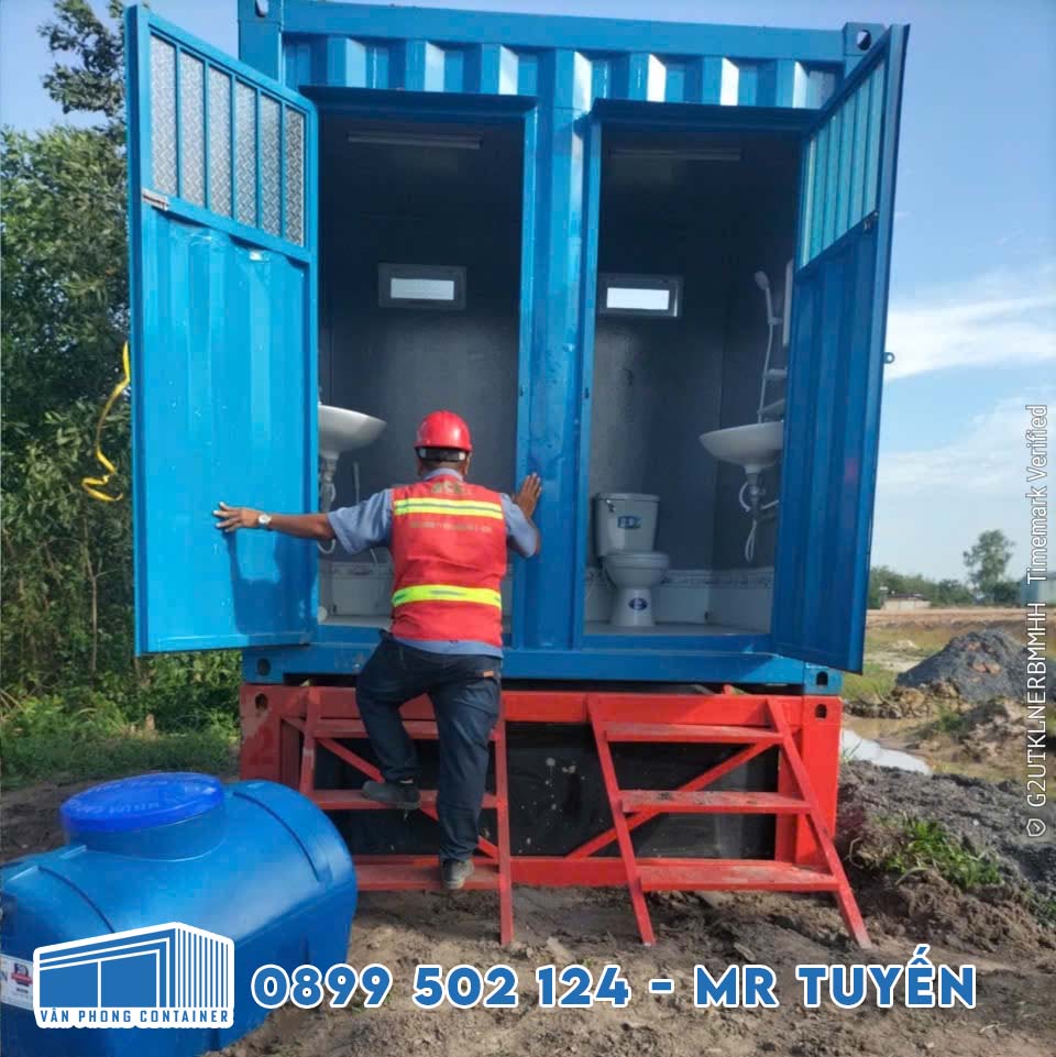 Container Toilet 2 Buồng 10ft Cho Thuê Giá Rẻ, Có Bể Phốt 8 Container Toilet 10ft - 2 Buồng Riêng Biệt, Có Bể Chứa Chất Thải
