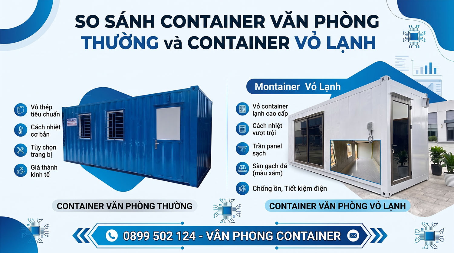 So sánh container văn phòng 20ft thường và vỏ cont lạnh